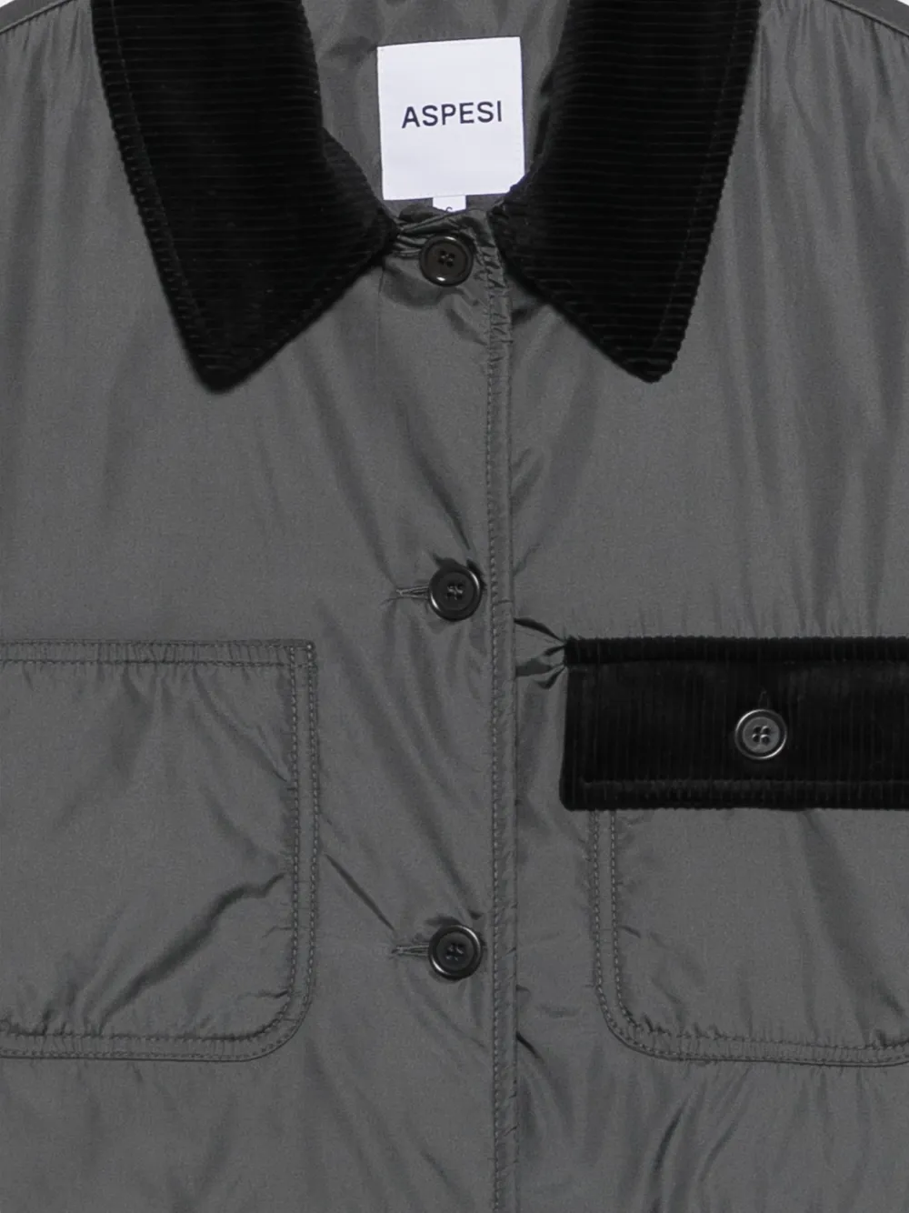 ASPESI corduroy-collar patch-pocket jacket Grijs