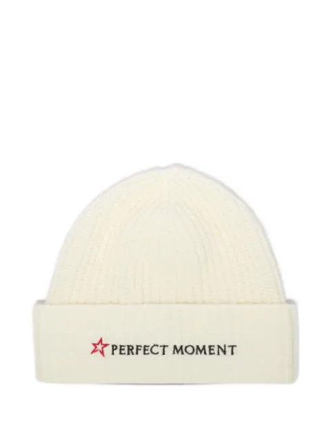 Perfect Moment logo-embroidered knitted beanie hat