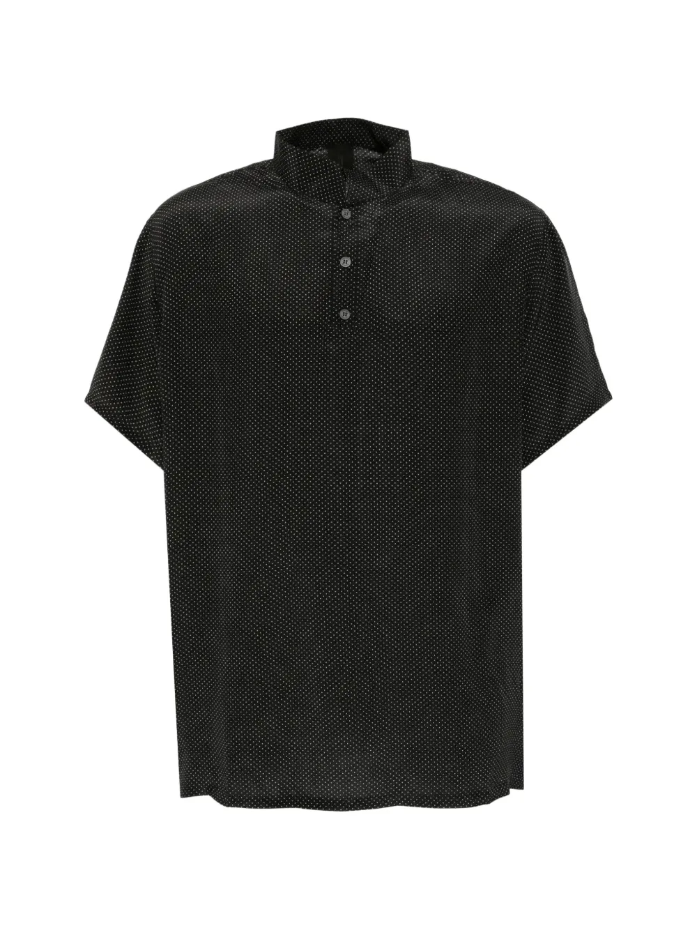 Tessitura polka-dot silk polo-shirt - Nero