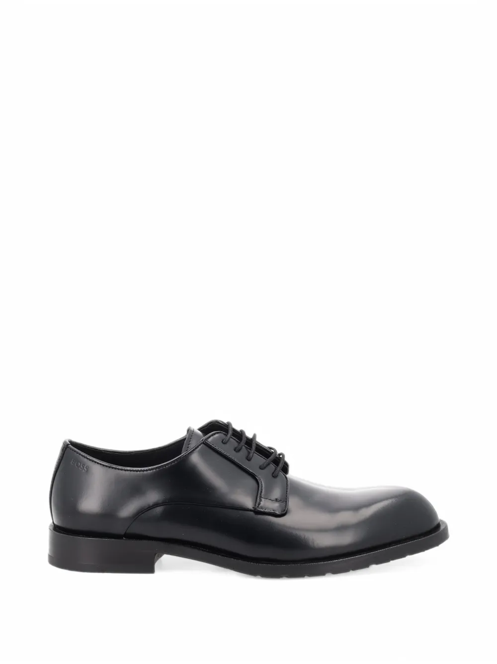 BOSS Derby shoes in brush-off leather with embossed logo - Schwarz