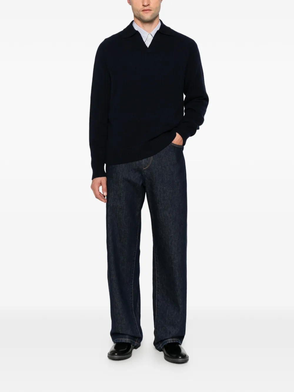 Diana Studio open-collar sweater Blauw