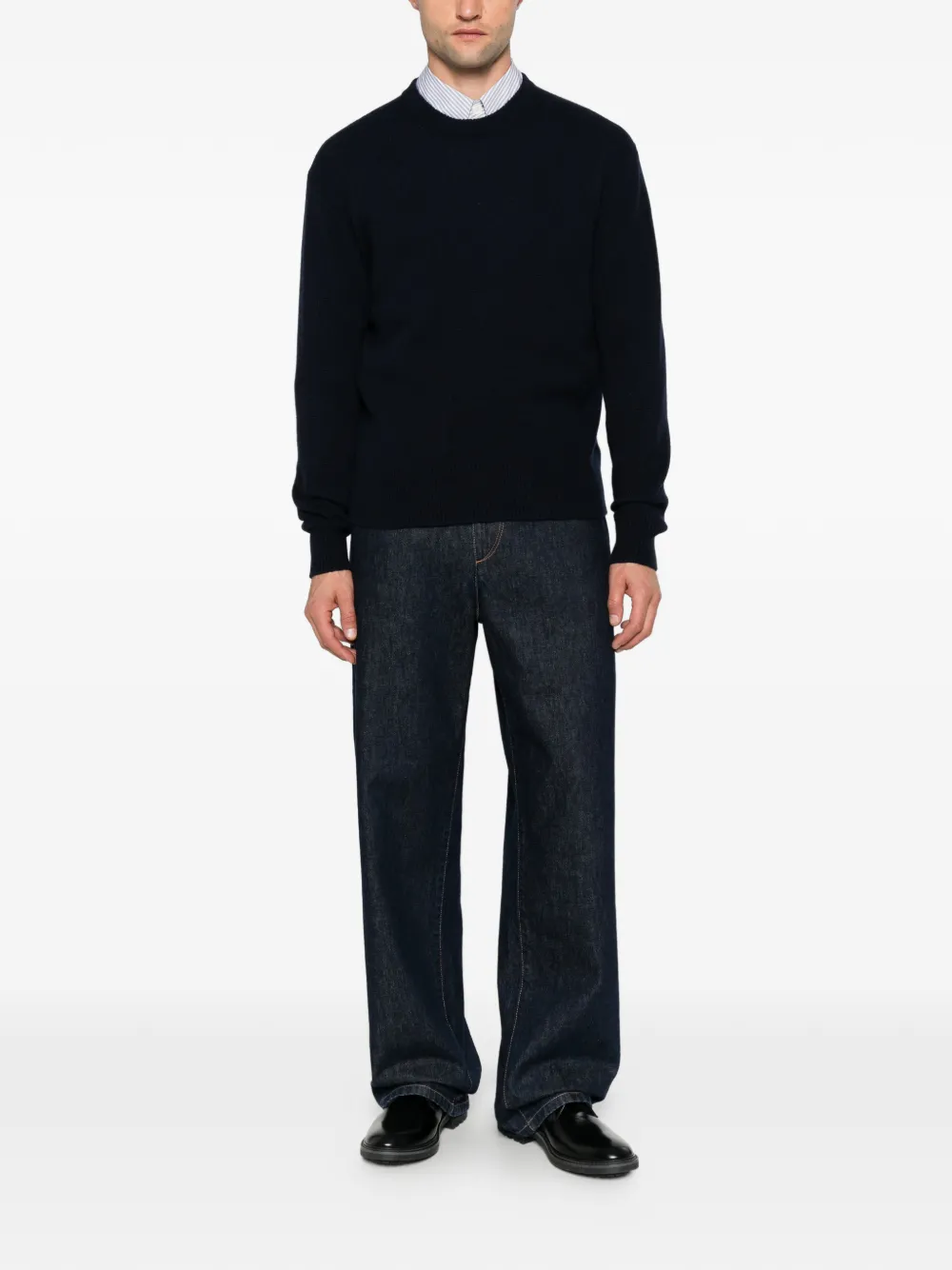 Diana Studio crew-neck ribbed-trim sweater Blauw