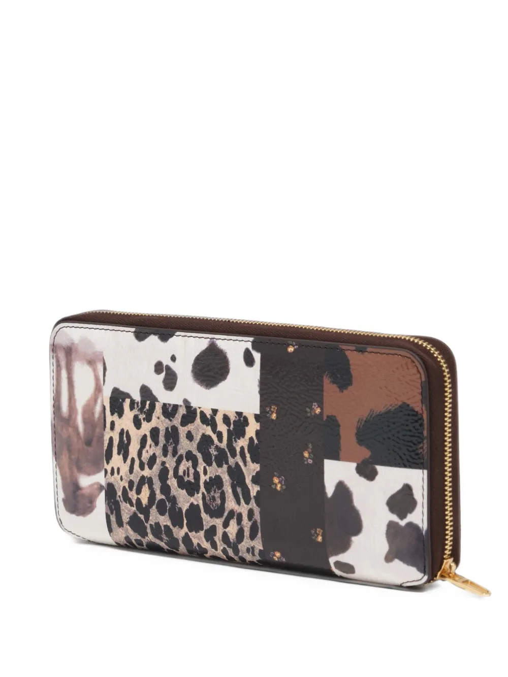 BIMBA Y LOLA large chocolate patchwork zippered wallet - Marrone