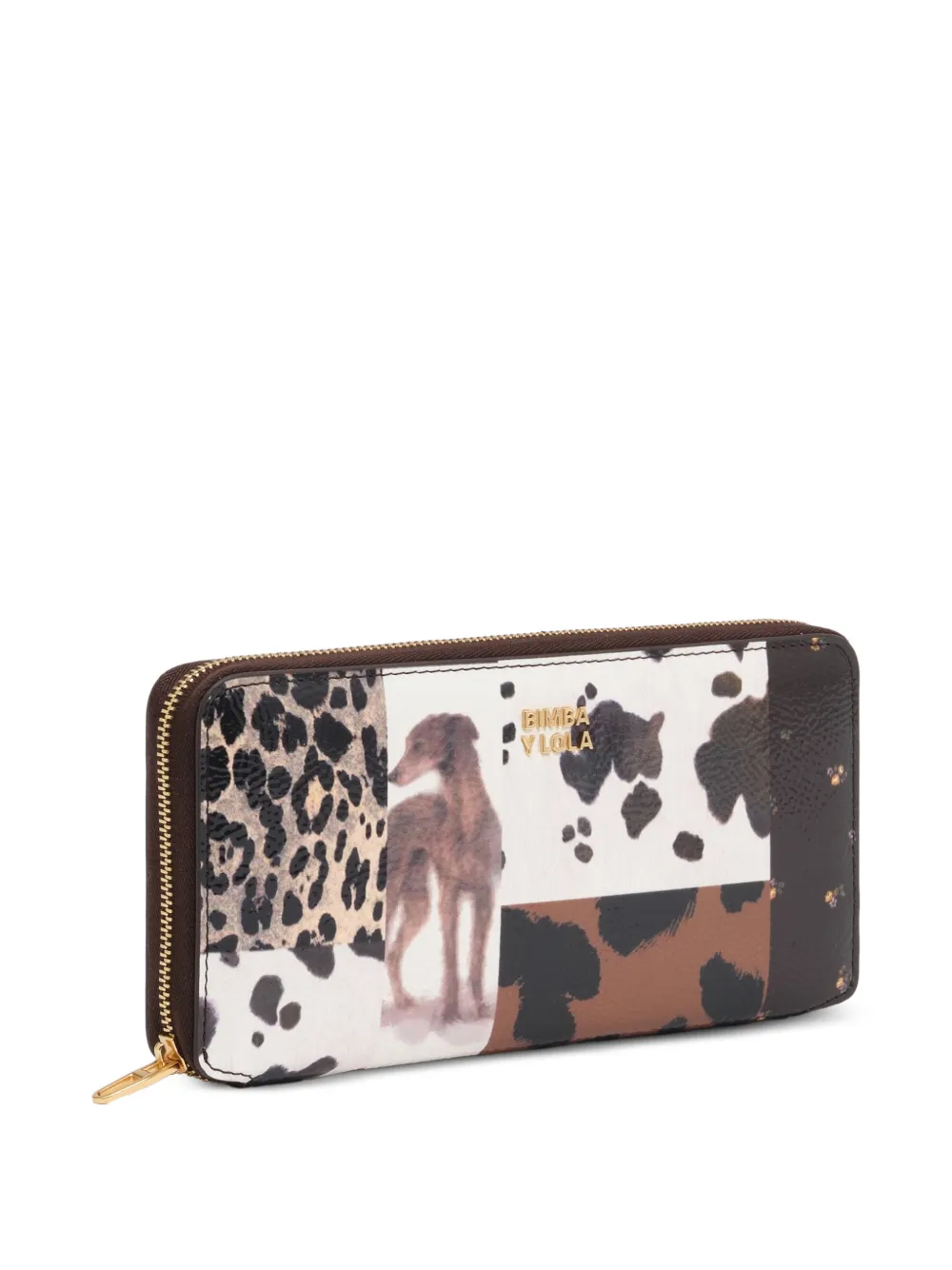 BIMBA Y LOLA large chocolate patchwork zippered wallet - Marrone