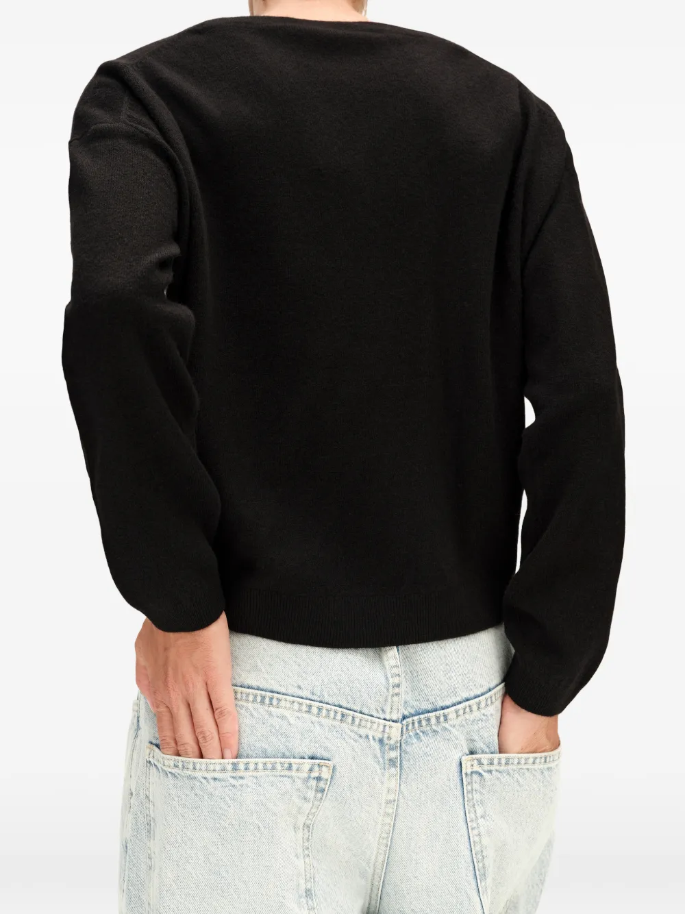BIMBA Y LOLA dark-gray melange V-neck wool sweater Zwart