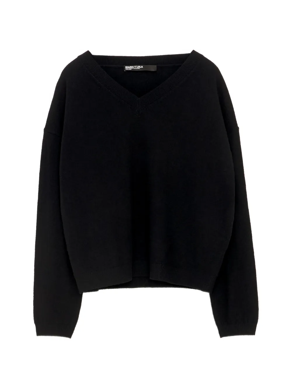 BIMBA Y LOLA Dunkelgrau melierter Wollpullover mit V-Ausschnitt - Schwarz