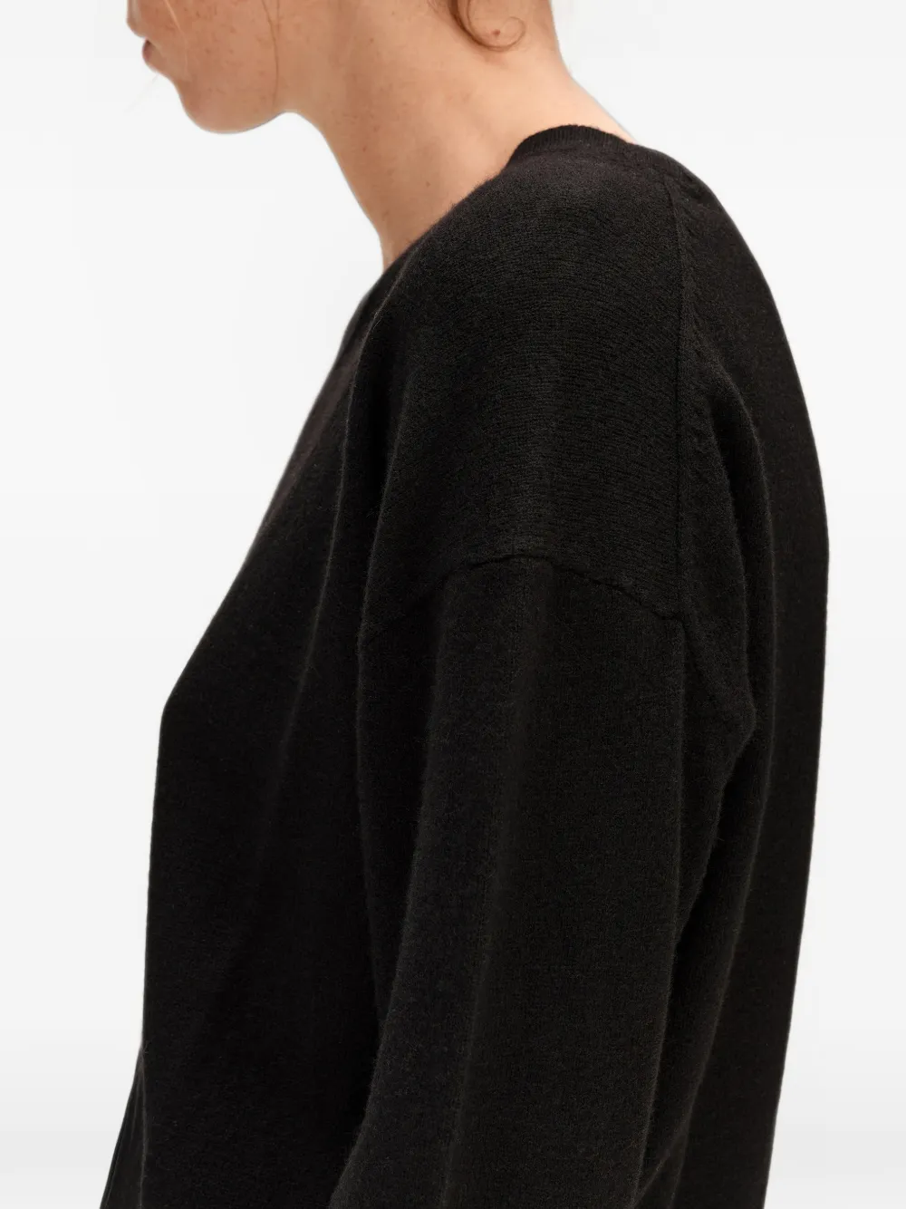 BIMBA Y LOLA dark-gray melange V-neck wool sweater Zwart
