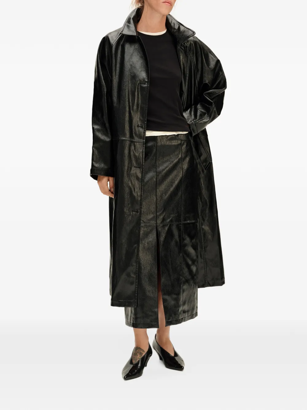 BIMBA Y LOLA black midi trench coat Zwart