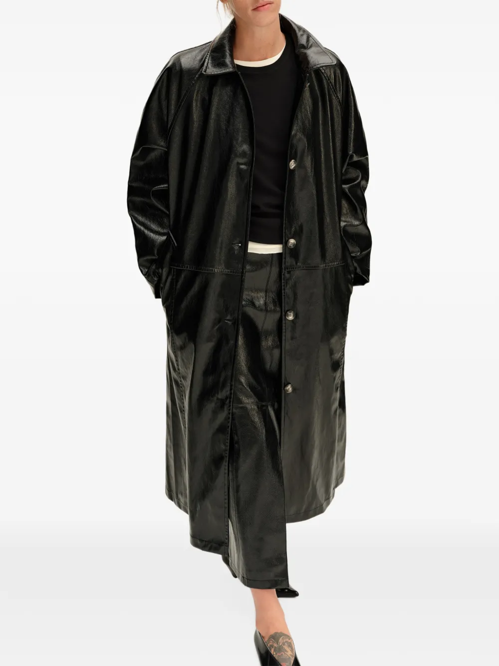 BIMBA Y LOLA black midi trench coat Zwart