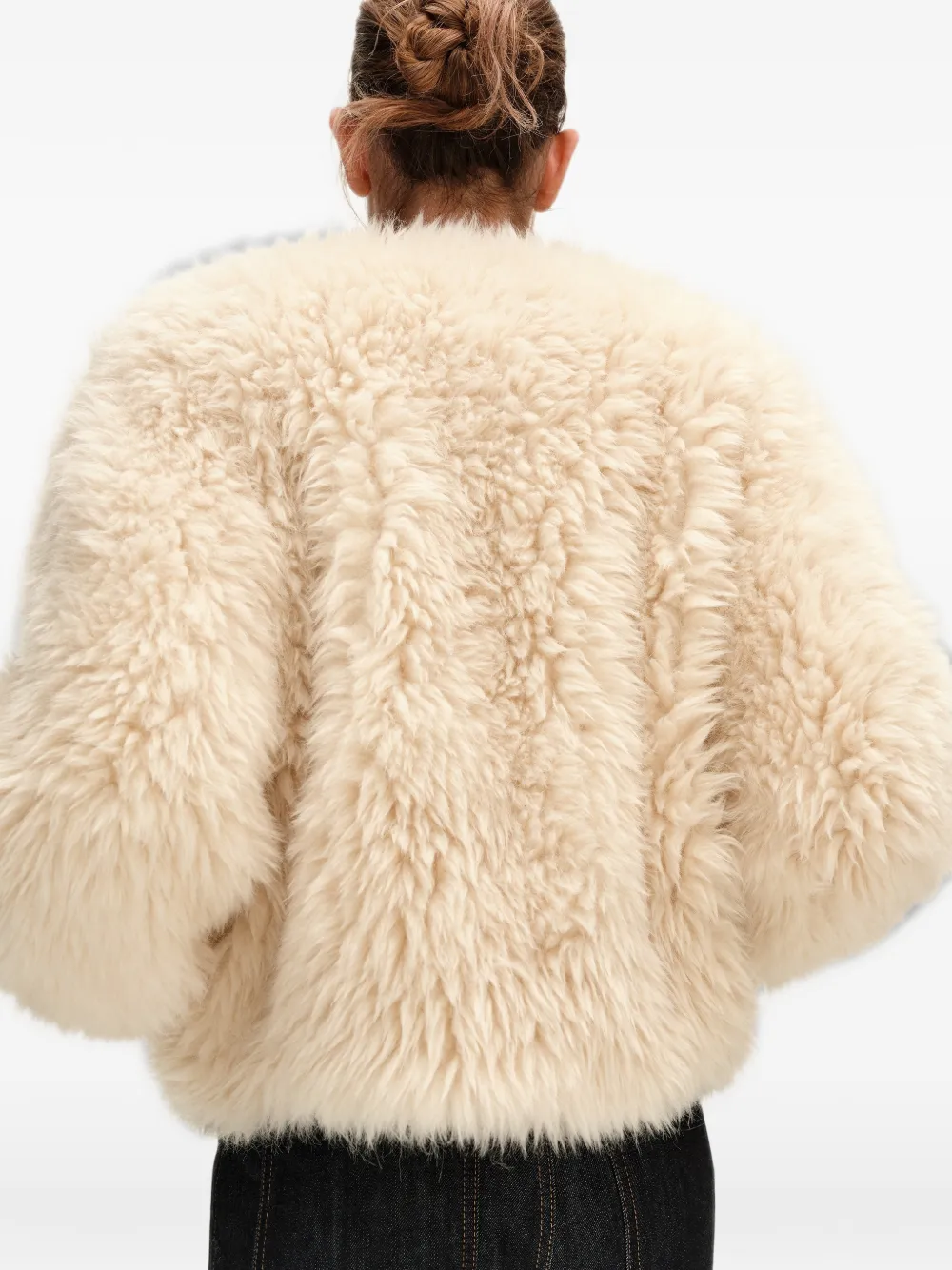 BIMBA Y LOLA ivory fur bomber jacket Beige