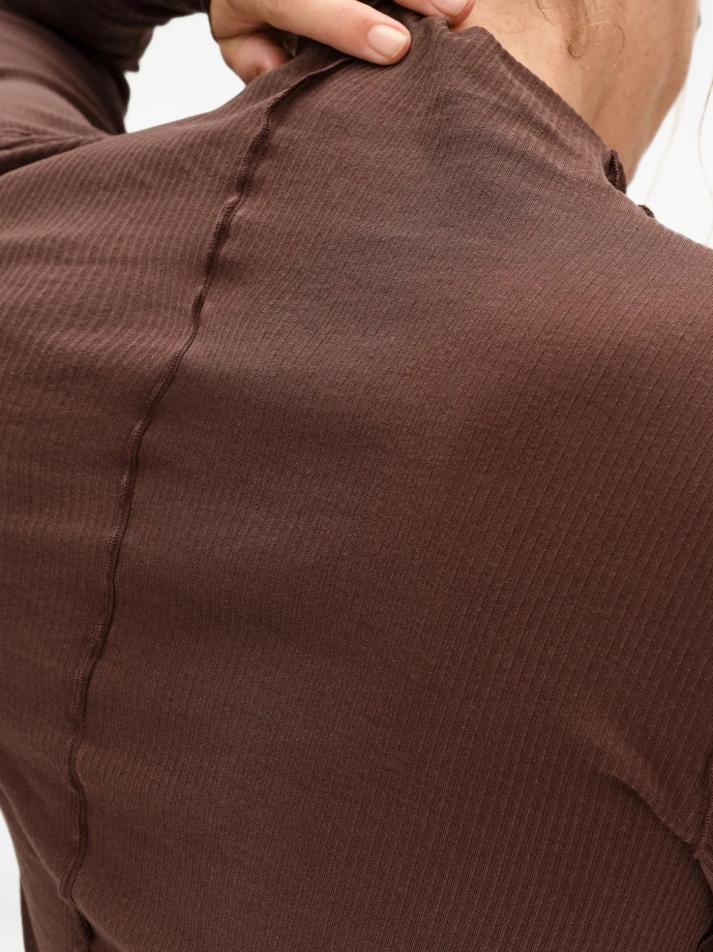 BIMBA Y LOLA fitted chocolate ribbed T-shirt Bruin