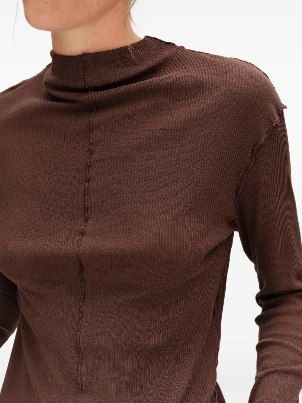 BIMBA Y LOLA fitted chocolate ribbed T-shirt Bruin