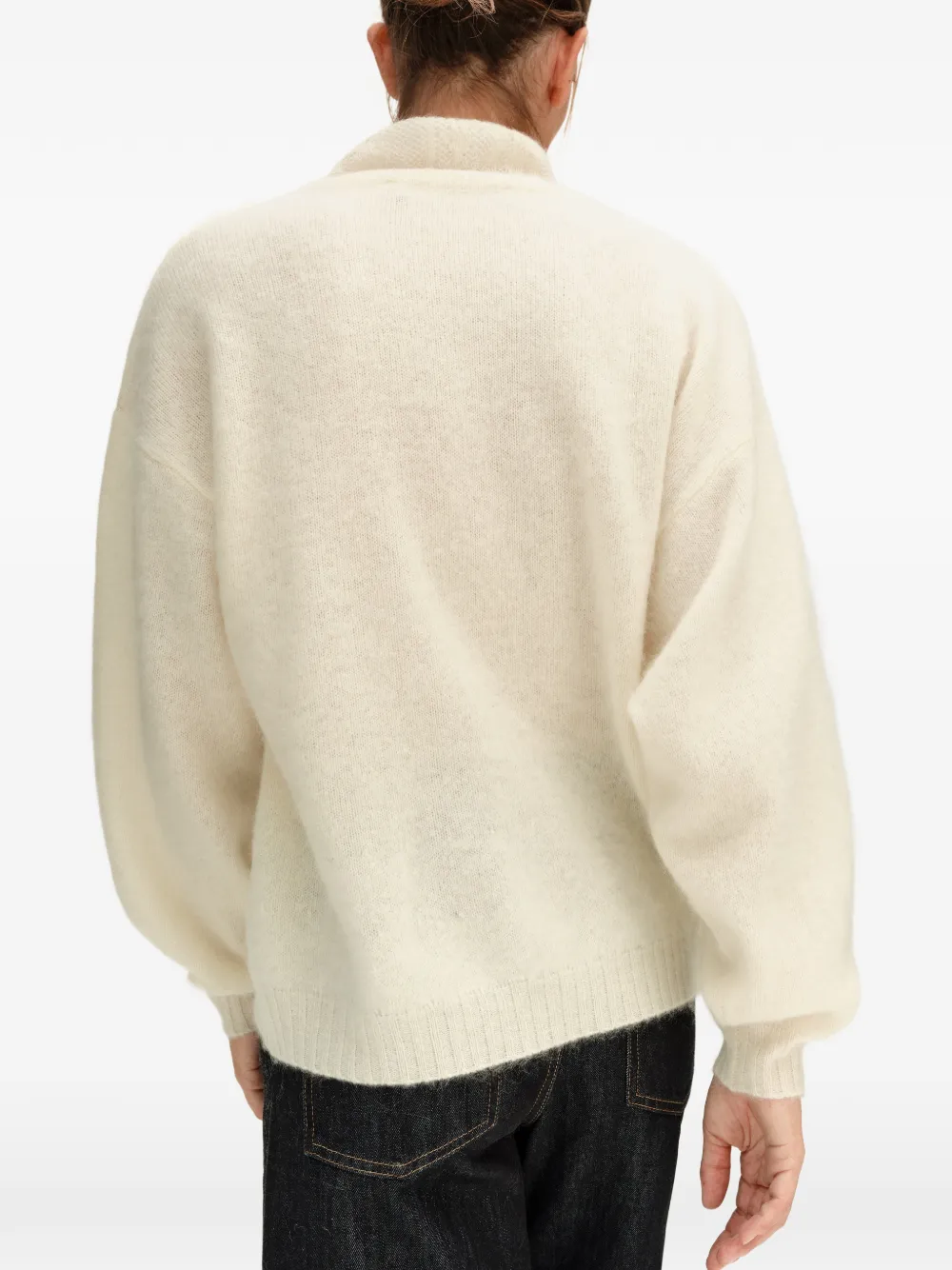 BIMBA Y LOLA ivory wool openwork high-neck sweater Beige