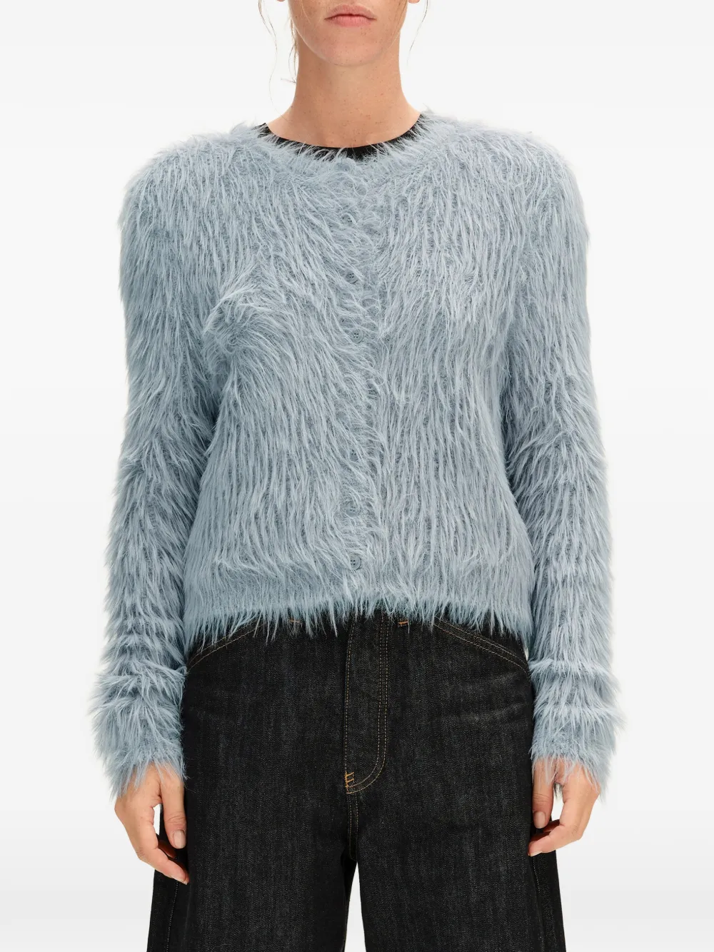 BIMBA Y LOLA light-blue straight fur cardigan Blauw