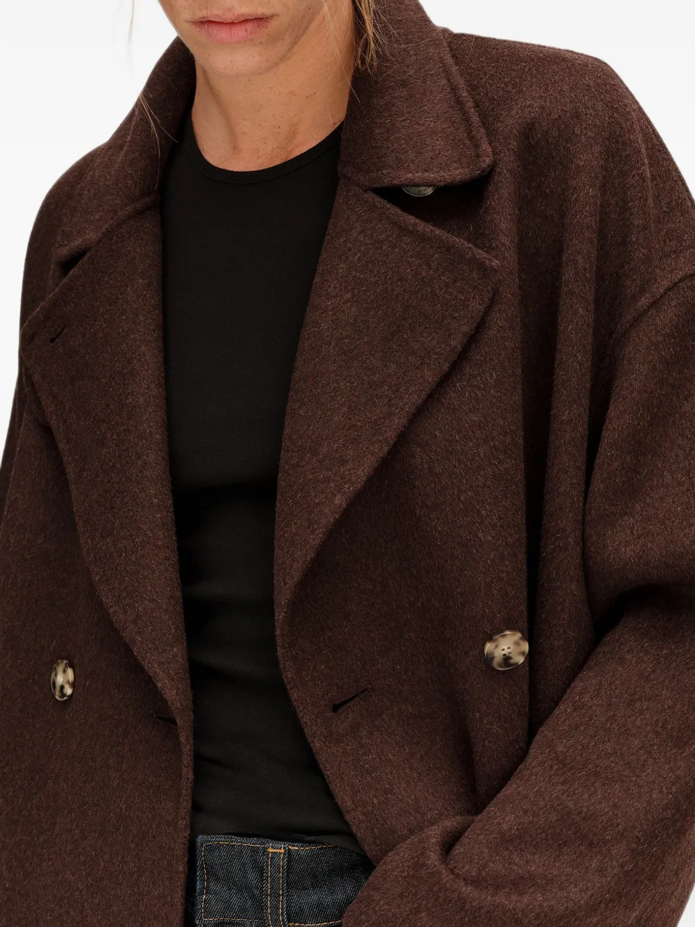 BIMBA Y LOLA dark chocolate reversible midi coat Bruin