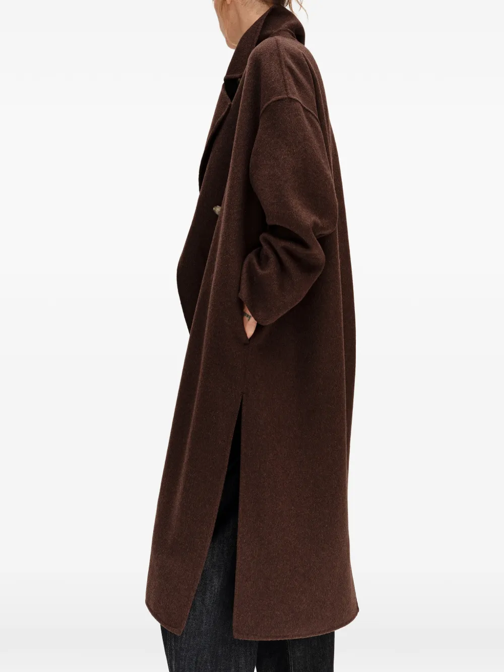 BIMBA Y LOLA dark chocolate reversible midi coat Bruin