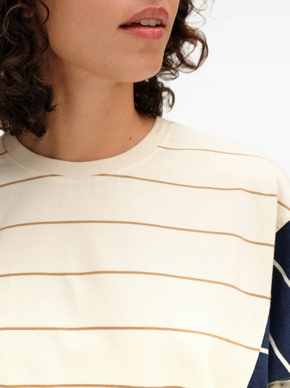 BIMBA Y LOLA ivory multi-striped oversize T-shirt Beige
