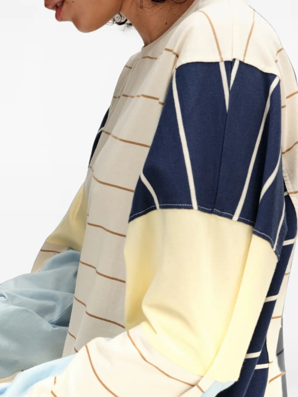 BIMBA Y LOLA ivory multi-striped oversize T-shirt Beige