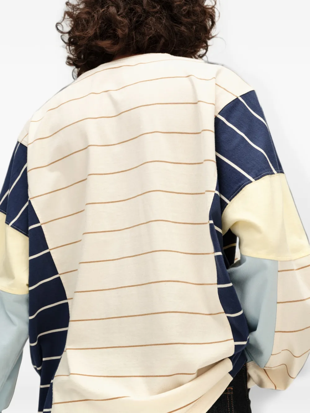 BIMBA Y LOLA ivory multi-striped oversize T-shirt Beige