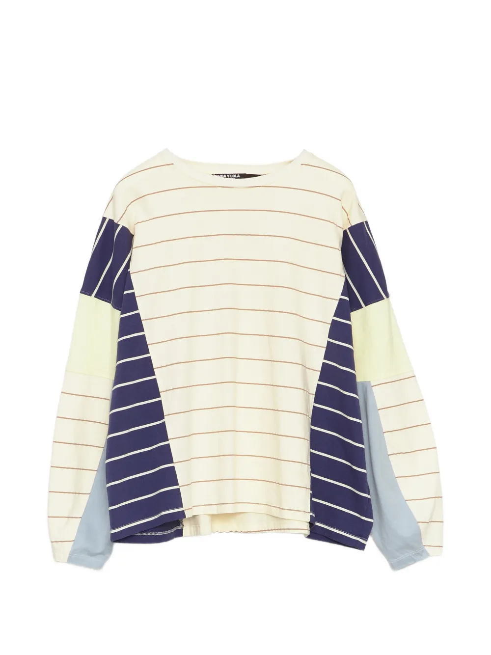 BIMBA Y LOLA Elfenbeinfarbenes mehrfarbig gestreiftes Oversized-T-Shirt - Nude