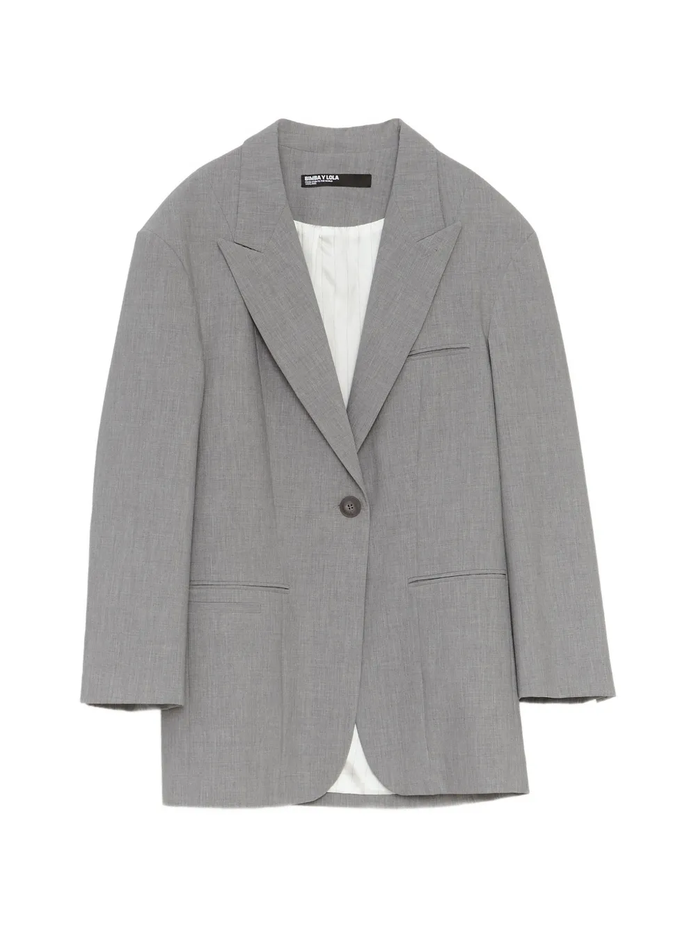 BIMBA Y LOLA light grey maxi coat with a double-breasted tailor cut and lapels