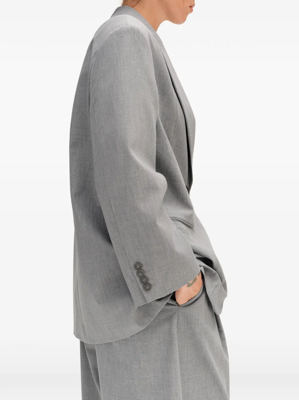 BIMBA Y LOLA light grey maxi coat with a double-breasted tailor cut and lapels Grijs
