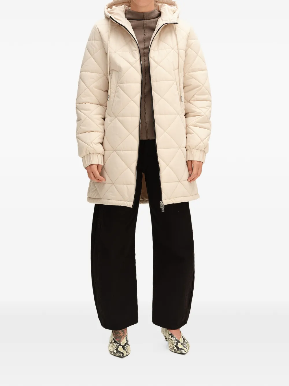 BIMBA Y LOLA ivory mid-length quilted coat Beige