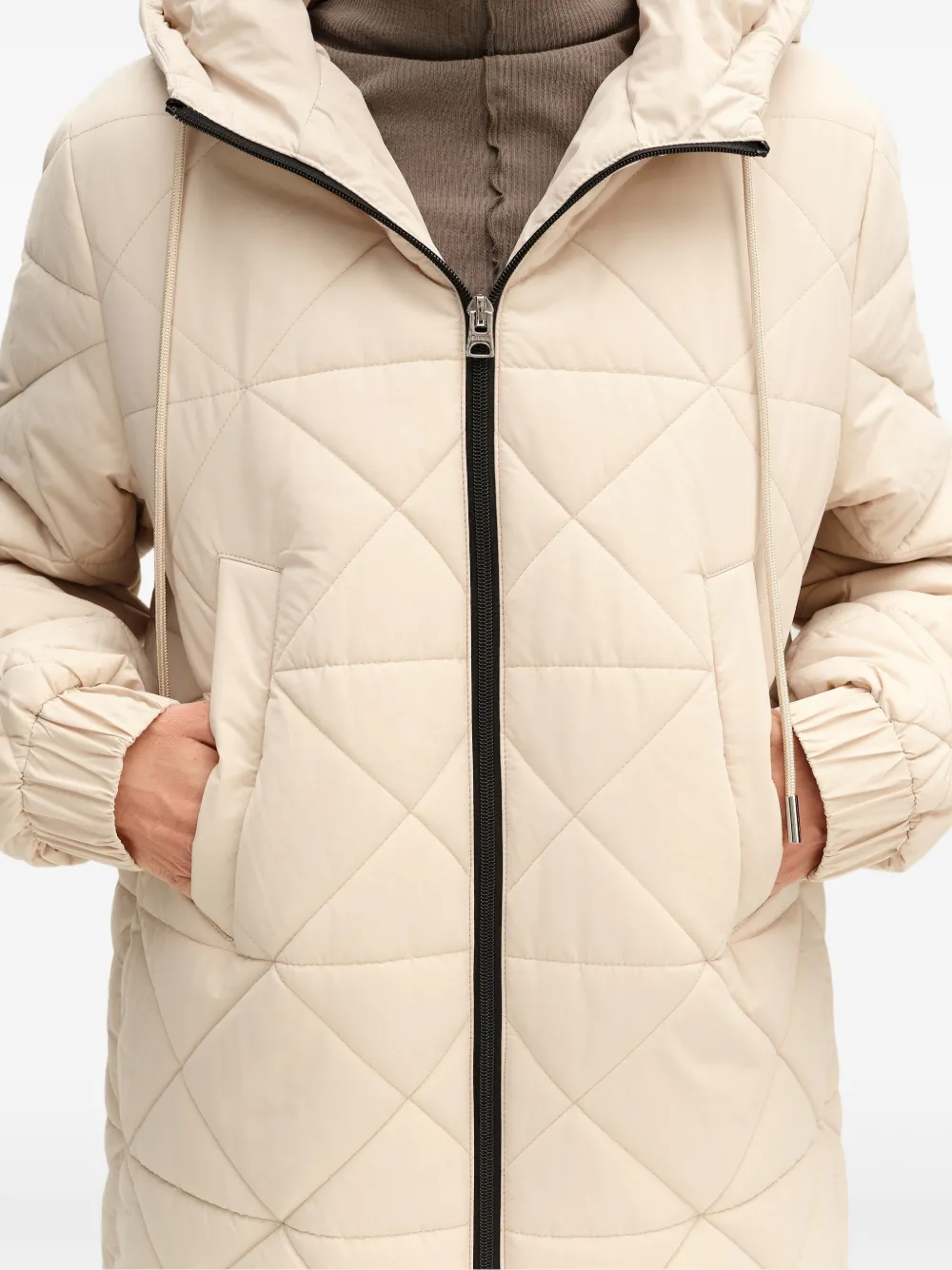 BIMBA Y LOLA ivory mid-length quilted coat Beige