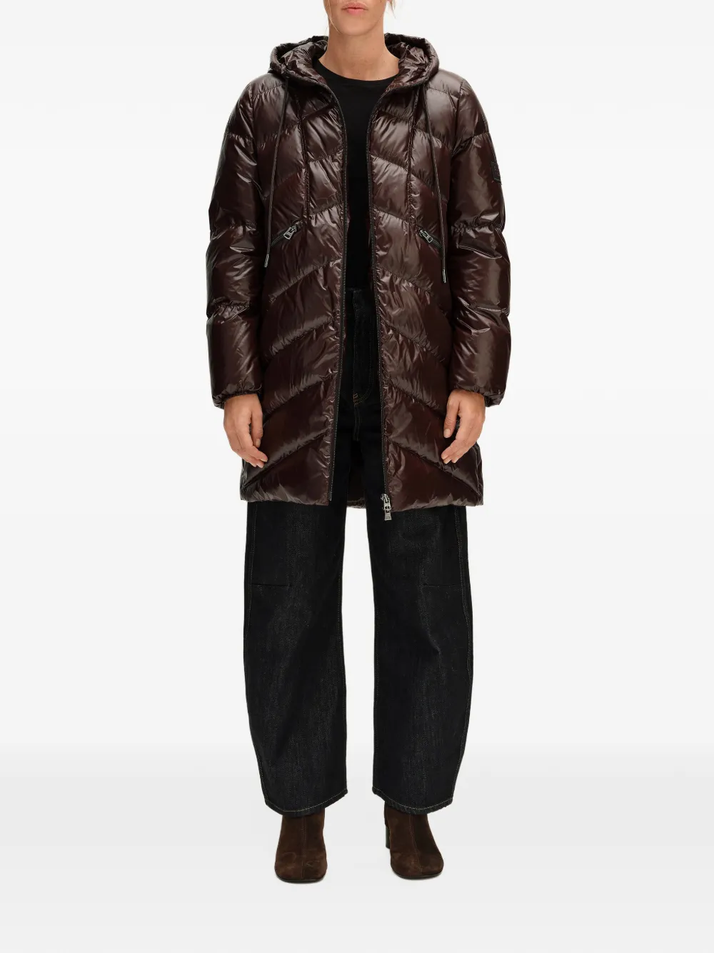 BIMBA Y LOLA chocolate-colored quilted mid-length coat Bruin