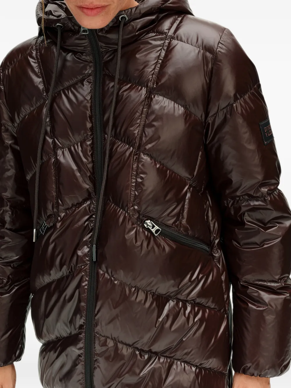 BIMBA Y LOLA chocolate-colored quilted mid-length coat Bruin