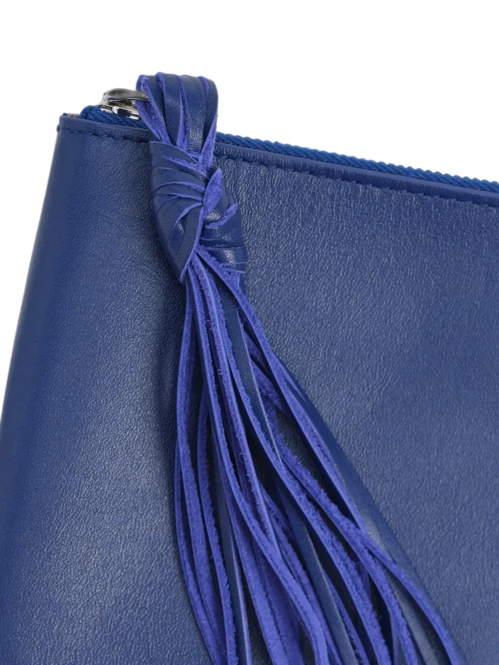 BIMBA Y LOLA electric blue leather clutch bag with medium zipper closure Blauw