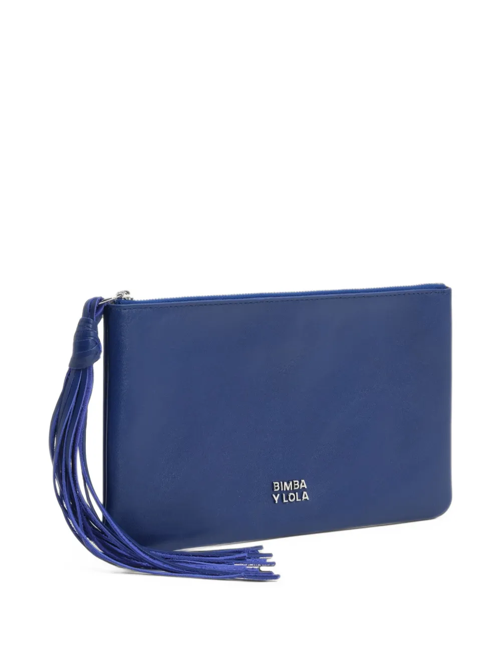 BIMBA Y LOLA electric blue leather clutch bag with medium zipper closure
