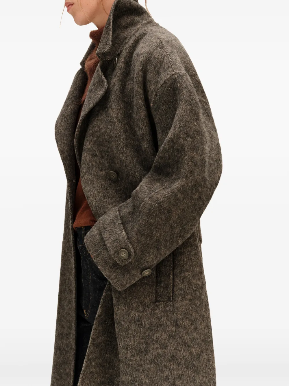 BIMBA Y LOLA double-sided overcoat with a medium-length belt dark taupe Bruin
