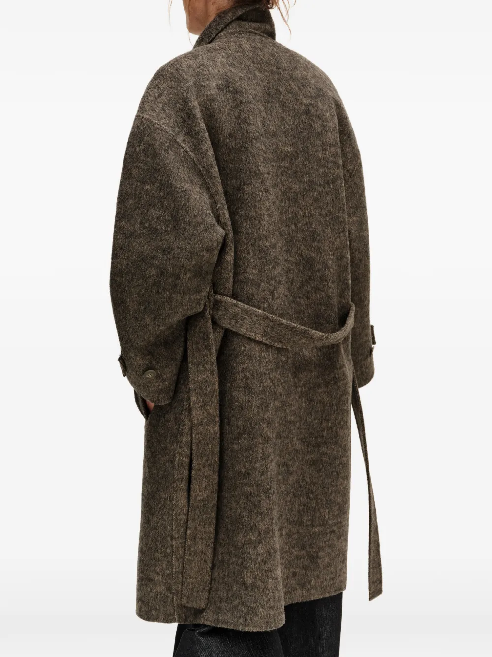 BIMBA Y LOLA double-sided overcoat with a medium-length belt dark taupe Bruin