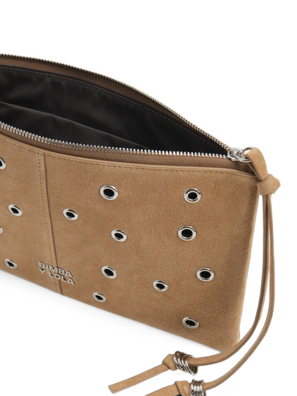 BIMBA Y LOLA medium beige leather zip make-up clutch