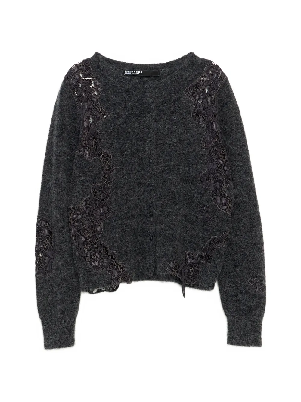 BIMBA Y LOLA dark gray melange mohair and lace cardigan - Grigio