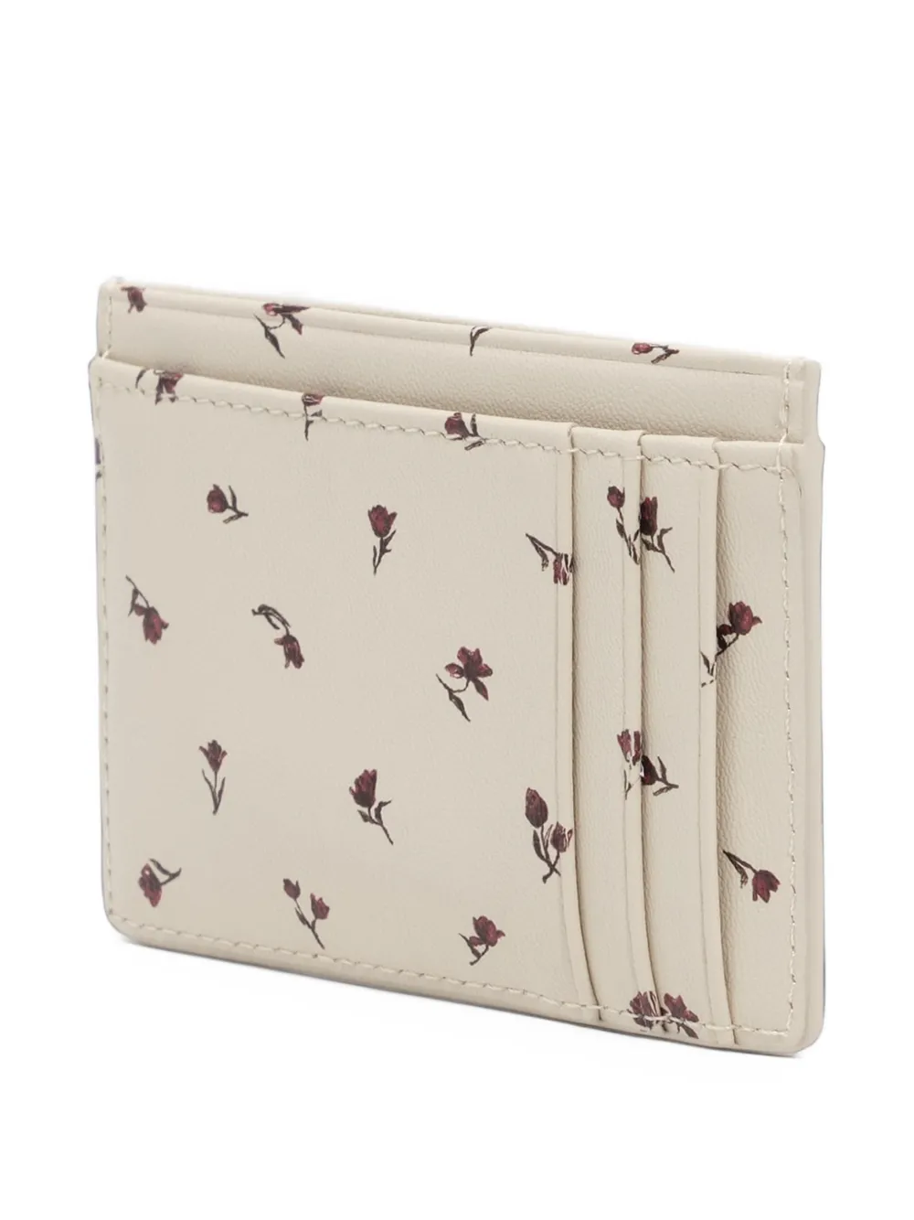 BIMBA Y LOLA tulip mini dark ivory leather card holder Beige