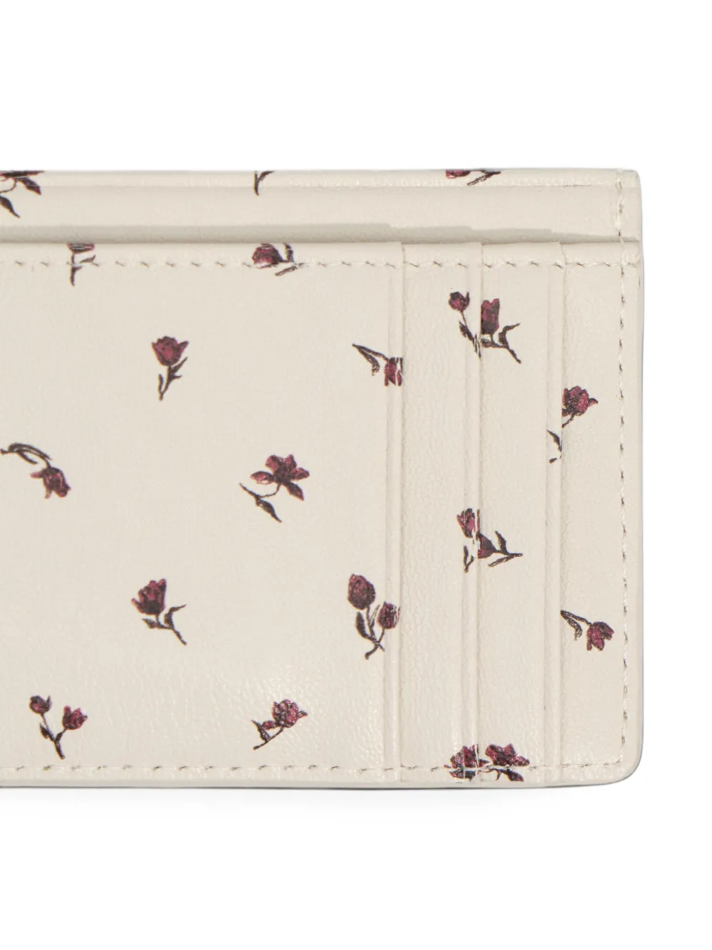 BIMBA Y LOLA tulip mini dark ivory leather card holder Beige