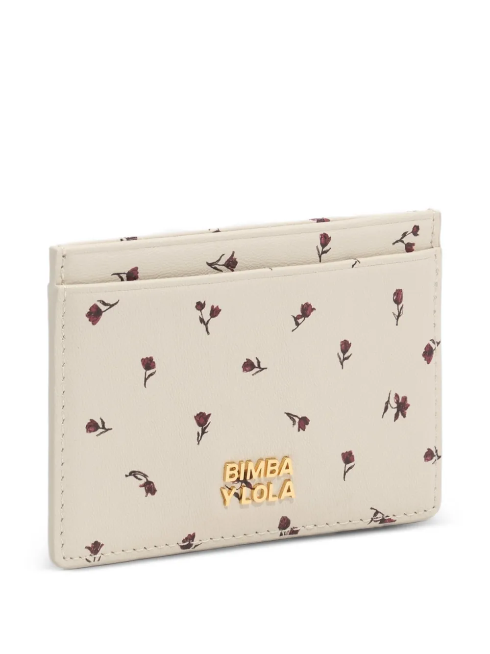BIMBA Y LOLA tulip mini dark ivory leather card holder Beige