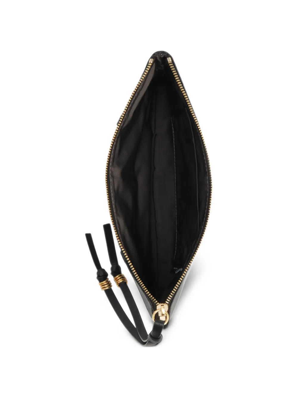 BIMBA Y LOLA black leather medium zipper clutch toiletry bag Zwart