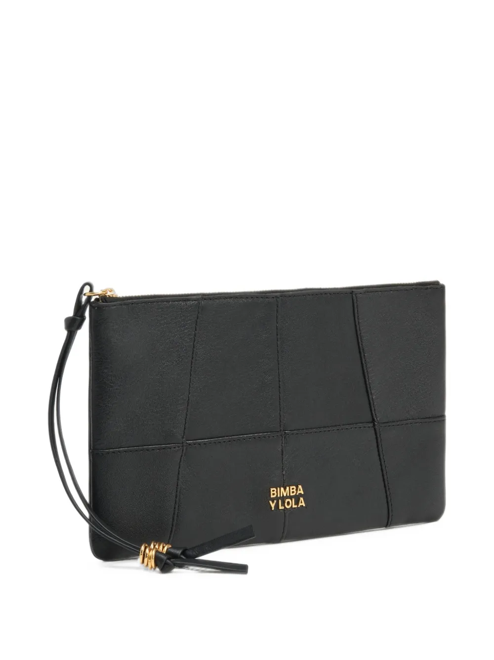 BIMBA Y LOLA black leather medium zipper clutch toiletry bag - Nero