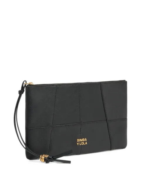 BIMBA Y LOLA black leather medium zipper clutch toiletry bag