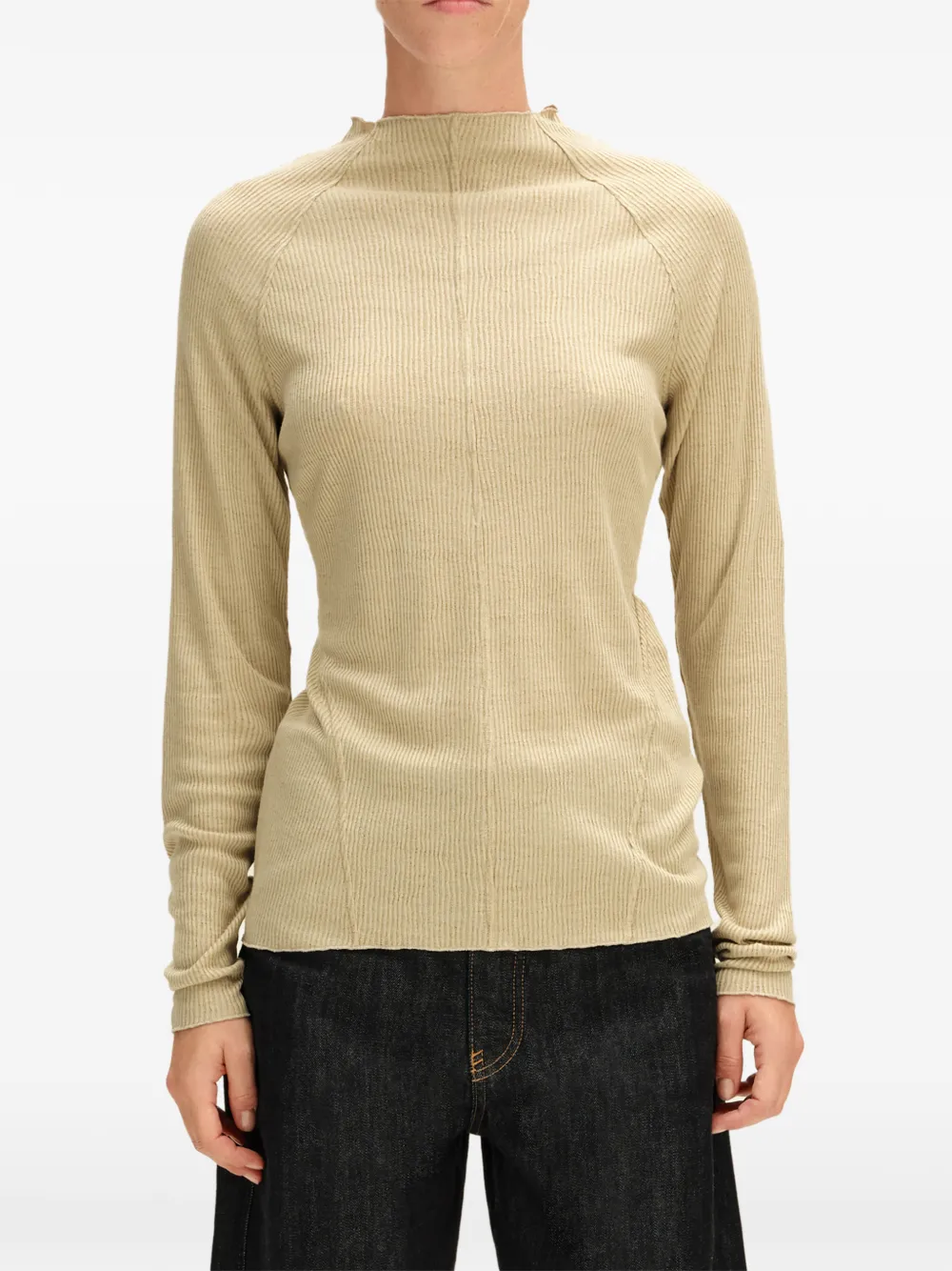 BIMBA Y LOLA light-mint ribbed raglan T-shirt Beige