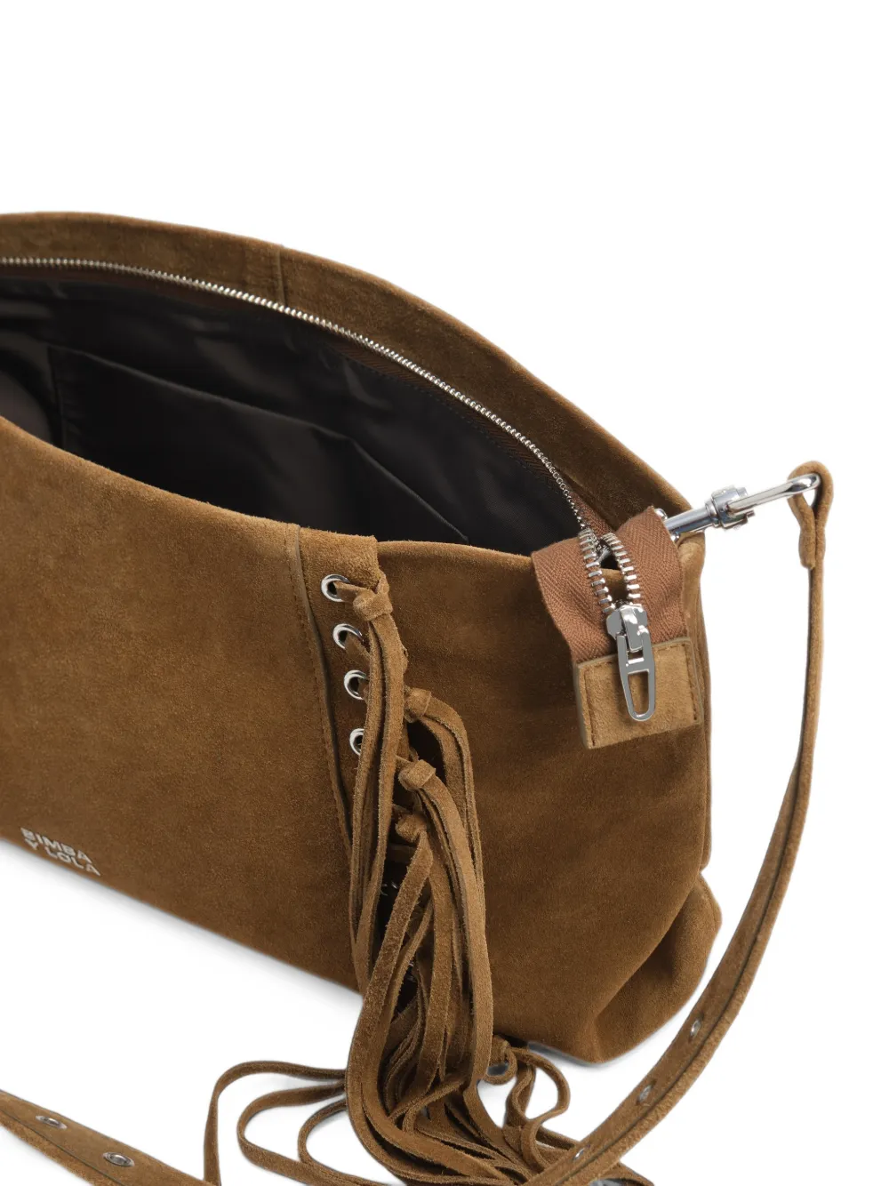 BIMBA Y LOLA large olive green fringe croute clutch Groen