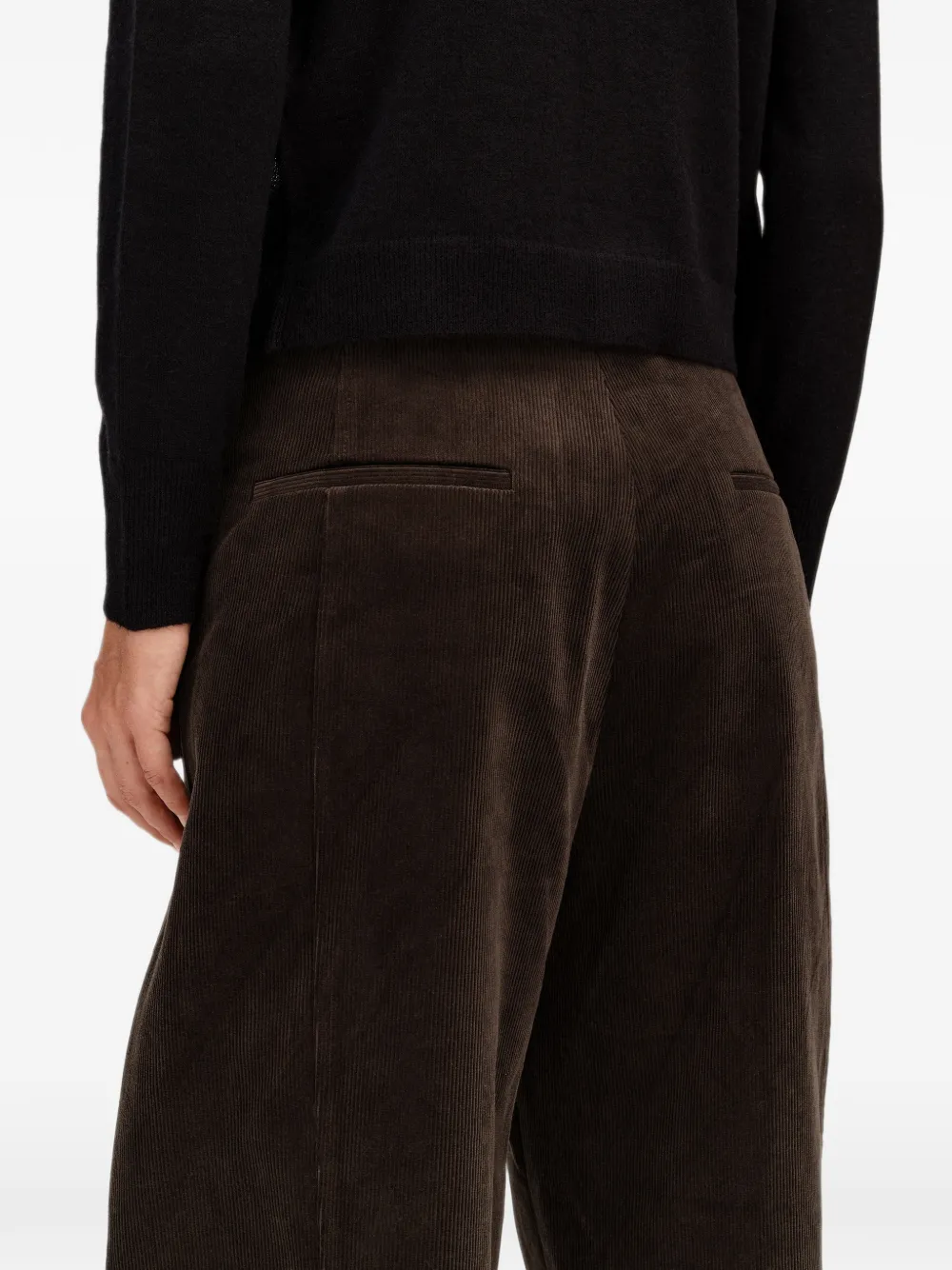BIMBA Y LOLA dark-chocolate corduroy barrel-leg trousers Bruin