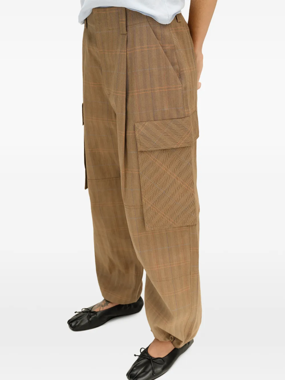 BIMBA Y LOLA light-brown checked cargo trousers Bruin