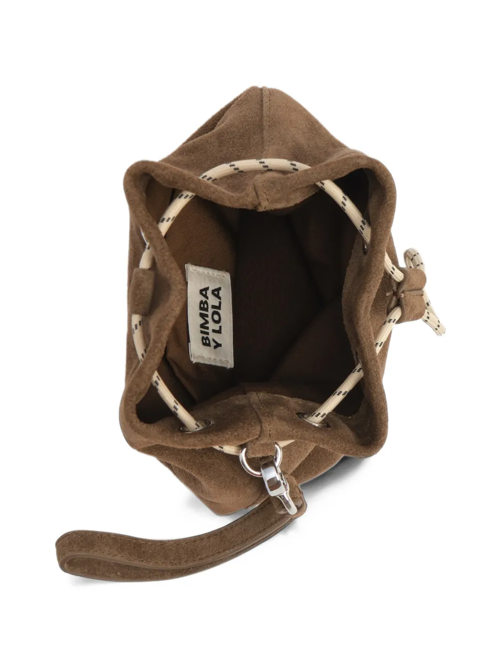 BIMBA Y LOLA dark khaki cotton and split bucket bag Bruin