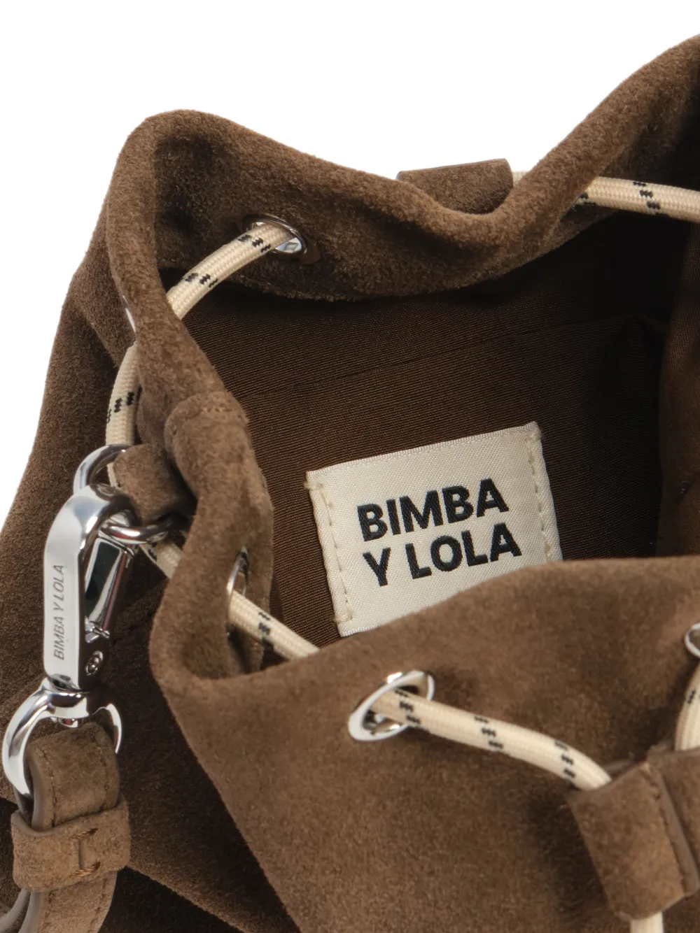 BIMBA Y LOLA dark khaki cotton and split bucket bag Bruin