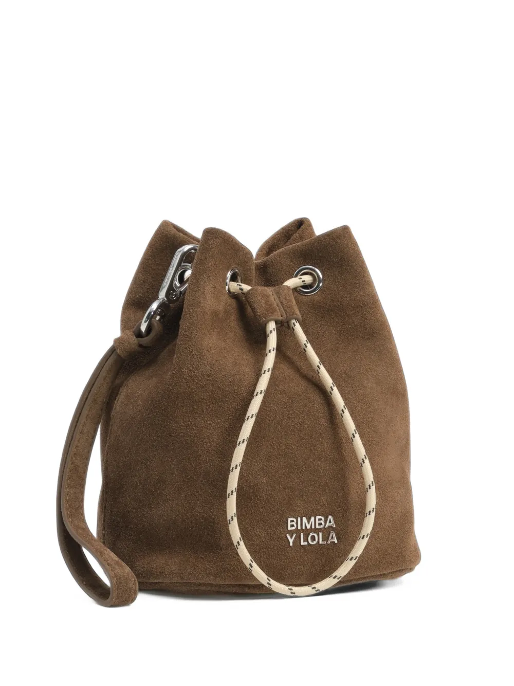 BIMBA Y LOLA dark khaki cotton and split bucket bag - Marrone
