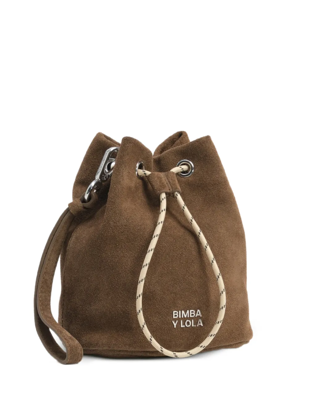 BIMBA Y LOLA dark khaki cotton and split bucket bag - Marrone